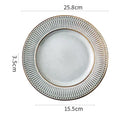 Gray & white striped ceramic wedding tableware set – dining room