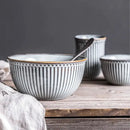 Gray & white striped ceramic wedding tableware set – dining room