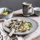 Gray & white striped ceramic wedding tableware set – dining room
