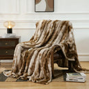 Gray & white tie-dye fuzzy faux fur blanket bedroom throw