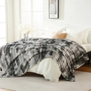 Gray & white tie-dye fuzzy faux fur blanket bedroom throw