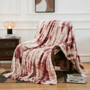 Gray & white tie-dye fuzzy faux fur blanket bedroom throw