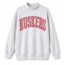 Huskers Sewn Appliqué Gray Gingham Licensed Women's Mock Neck Sweatshirt | Multiple Sizes | H.Flynn Designs