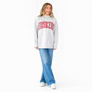 Huskers Sewn Appliqué Gray Gingham Licensed Women's Mock Neck Sweatshirt | Multiple Sizes | H.Flynn Designs