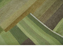 Green and Brown Shades Modern Stripes Design 6x8 Hand loom Wool area Rug