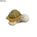 Green and cream ceramic cute turtle statue tray for living room decor