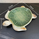 Green and cream ceramic cute turtle statue tray for living room decor