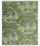 Green And Gray Nature Jungle Hand Knotted Custom Made wool area rug