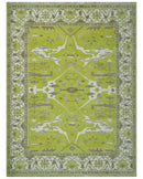 Green and Ivory Hand knotted Oriental Oushak Multi Size wool Area Rug