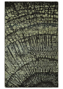 Green and Olive Modern Abstract 5x8 Hand knotted wool area Rug