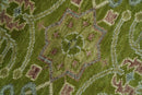 Green and Purple Traditional Floral Design 8x10 wool area rug