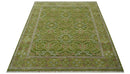 Green and Purple Traditional Floral Design 8x10 wool area rug
