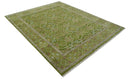 Green and Purple Traditional Floral Design 8x10 wool area rug