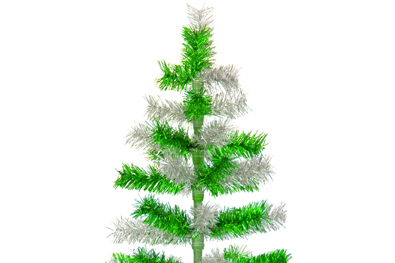 Green & Silver Mixed Tinsel Tree