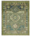 Green and Teal Traditional Hand Knotted 8x10 wool area rug