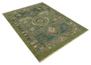 Green and Teal Traditional Hand Knotted Multi Size wool area rug