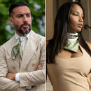 Verona - Silk Neckerchief - White & Sage