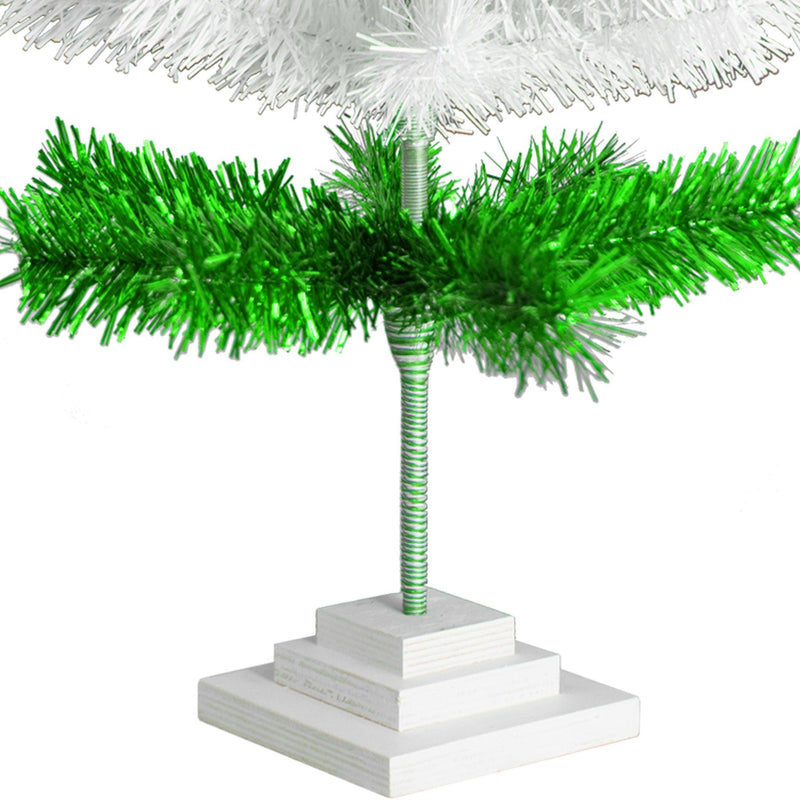 Green & White Layered Tinsel Christmas Tree