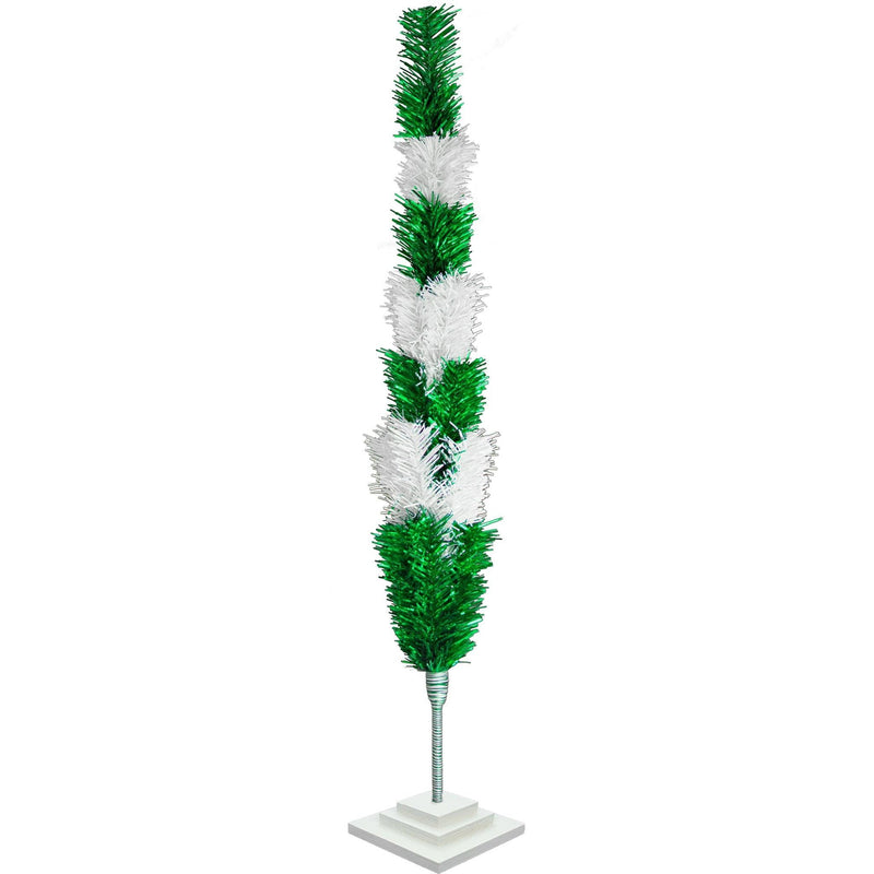 Green & White Layered Tinsel Christmas Tree