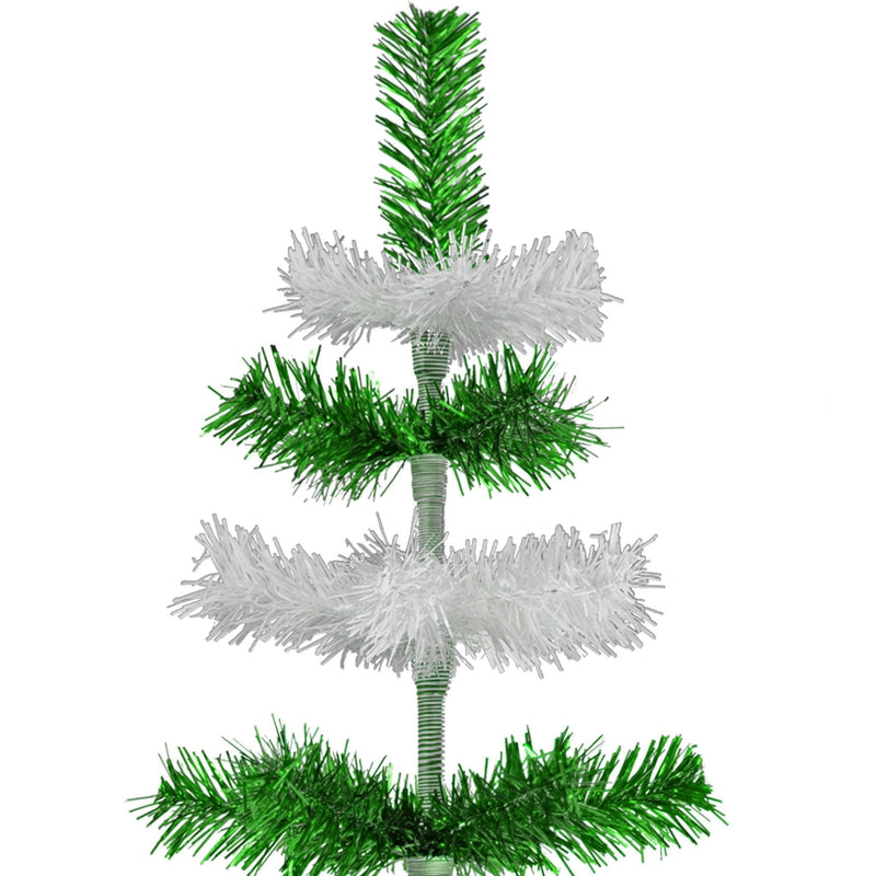 Green & White Layered Tinsel Christmas Tree