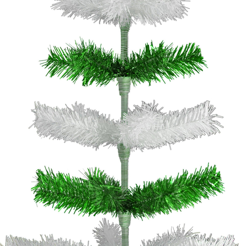 Green & White Layered Tinsel Christmas Tree