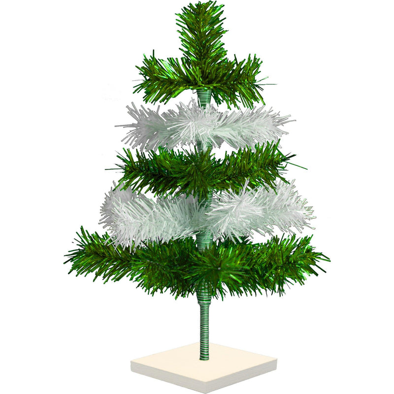 Green & White Layered Tinsel Christmas Tree