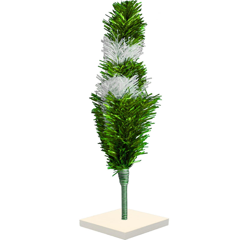 Green & White Layered Tinsel Christmas Tree