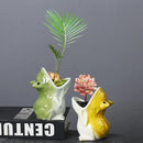 Green and yellow ceramic cute frog succulent flower pot garden decor