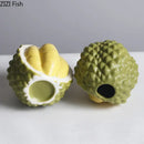 Green and yellow durian ceramic vase set for living room decor