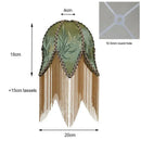 Green bamboo leaf jacquard satin lampshade with brass fringe bedroom