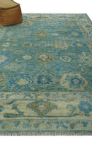 Green, Beige and Blue Hand knotted Traditional Oushak Multi Size Wool Area Rug