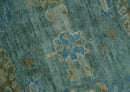 Green, Beige and Blue Hand knotted Traditional Oushak Multi Size Wool Area Rug