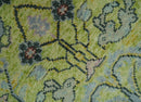 Green, Blue And Red Plant and Branches Hand Knotted Custom Made wool area rug