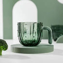 Green cactus glass mug kitchen drinking cup with textured ridges