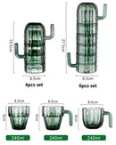 Green cactus glass mug kitchen drinking cup with textured ridges