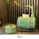 Green ceramic bamboo tissue box living room decor
