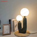 Green ceramic double frosted glass table lamp for bedroom