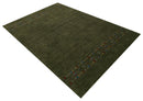 Green Contemporary Design Hand Loomed Wool Area Rug