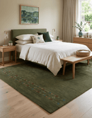 Green Contemporary Design Hand Loomed Wool Area Rug