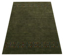 Green Contemporary Design Hand Loomed Wool Area Rug