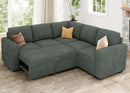 Green Corduroy Sectional Sleeper Sofa With Storage