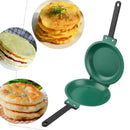 Green double sided pancake frying pan kitchen omelet maker