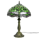Green Tiffany-Inspired Lamp with Dragonfly