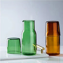 Green glass 550ml bedside water carafe and tumbler set bedroom