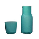 Green glass 550ml bedside water carafe and tumbler set bedroom