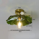 Green glass leaf copper nordic ceiling lamp for living room
