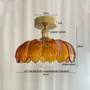 Green glass leaf copper nordic ceiling lamp for living room