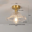 Green glass leaf copper nordic ceiling lamp for living room