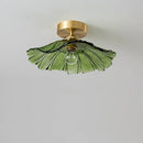 Green glass leaf copper nordic ceiling lamp for living room