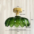 Green glass leaf copper nordic ceiling lamp for living room